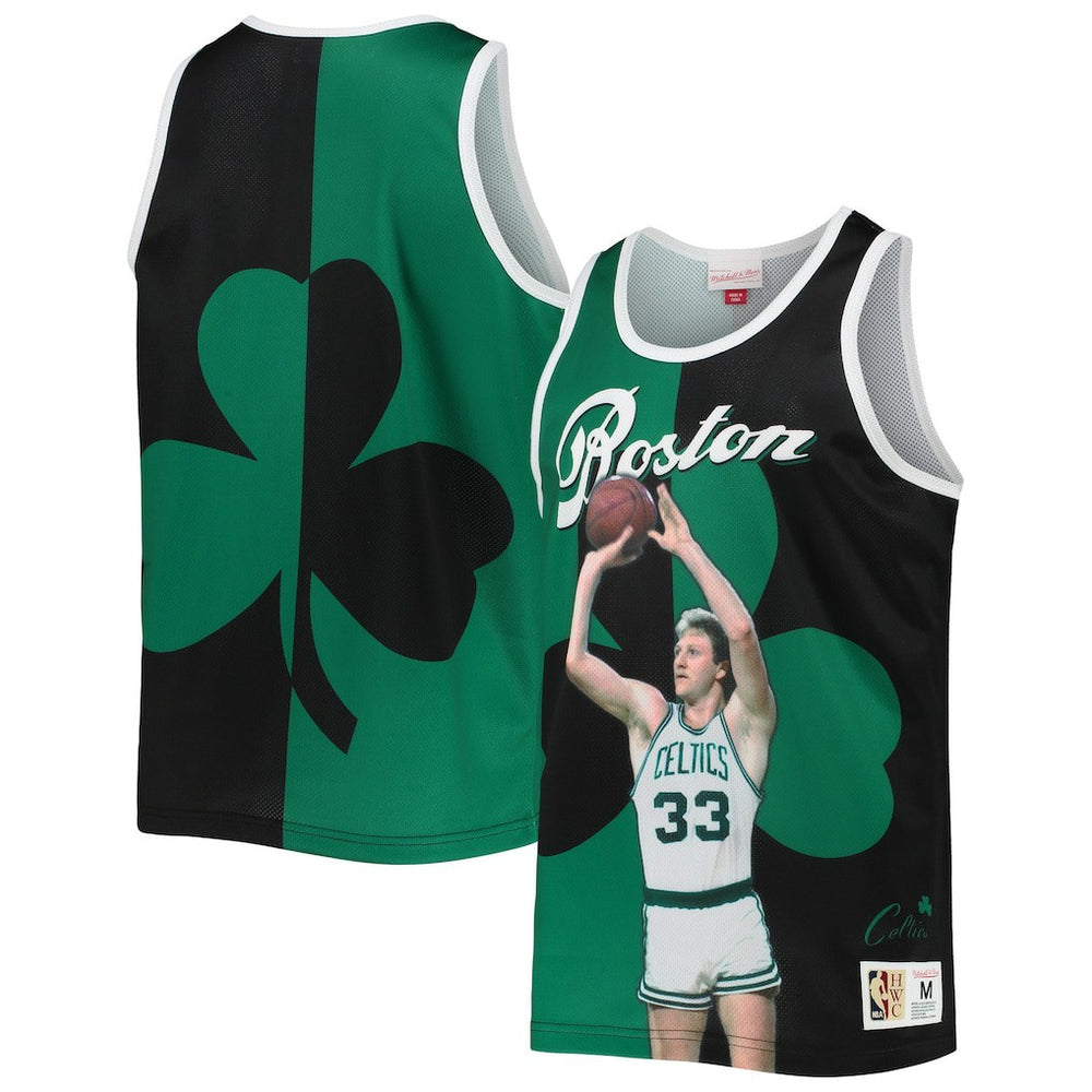 Larry Bird Boston Celtics Sublimated Player Tank Top - Kelly Green/Black on sale