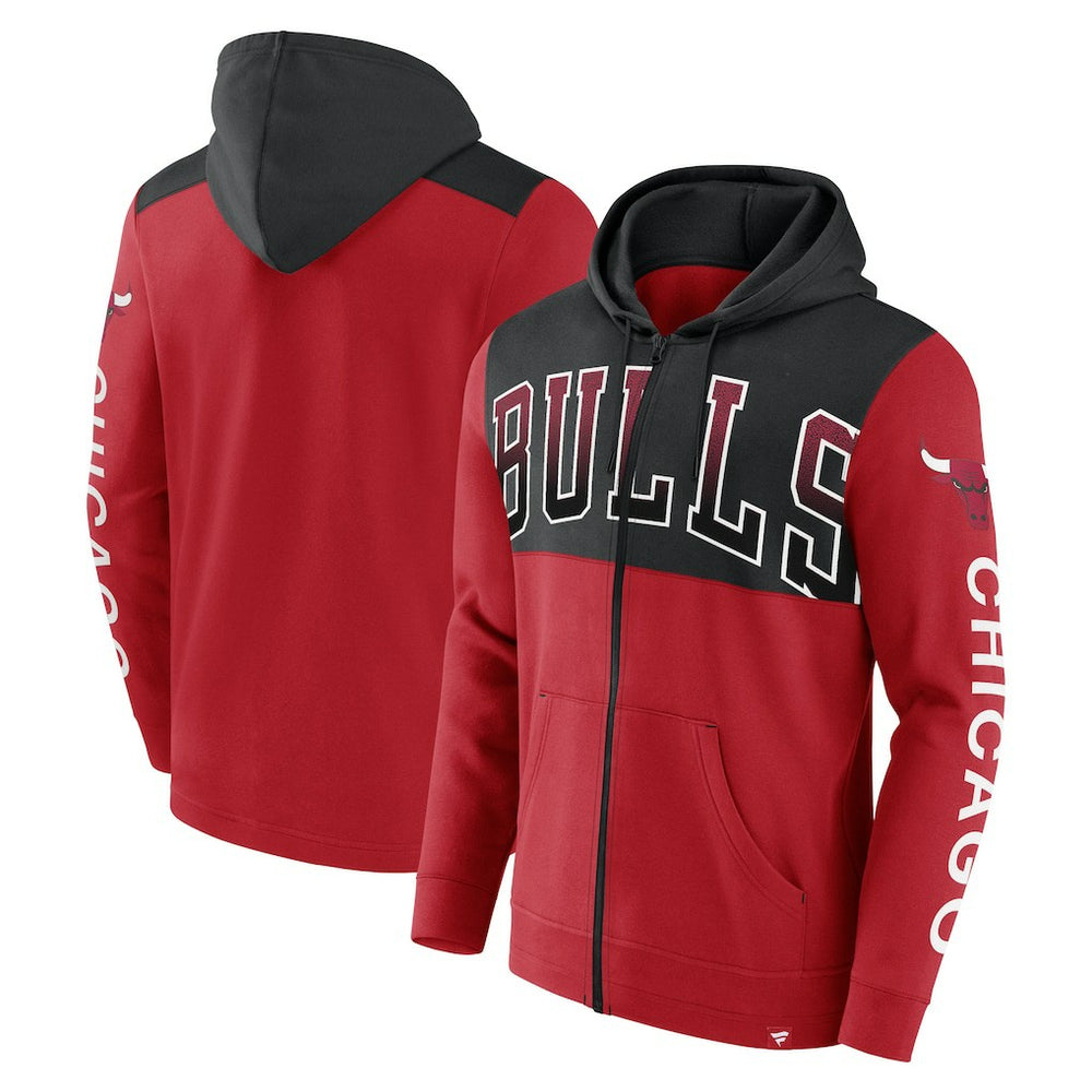 Chicago Bulls Skyhook Colorblock Full-Zip Hoodie - Red/Black cheap