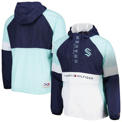 Seattle Kraken Tommy Hilfiger Raglan Half-Zip Jacket - Deep Sea Blue/White Jackets