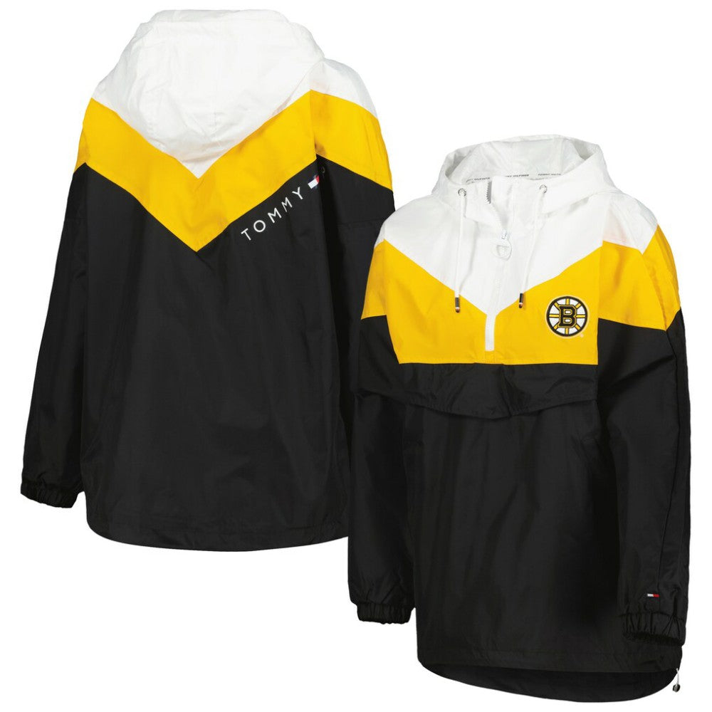 Boston Bruins Tommy Hilfiger Women's Staci Half-Zip Windbreaker Jacket - Black/Gold Jackets