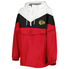 Chicago Blackhawks Tommy Hilfiger Women's Staci Half-Zip Windbreaker Jacket - Black/Red Jackets