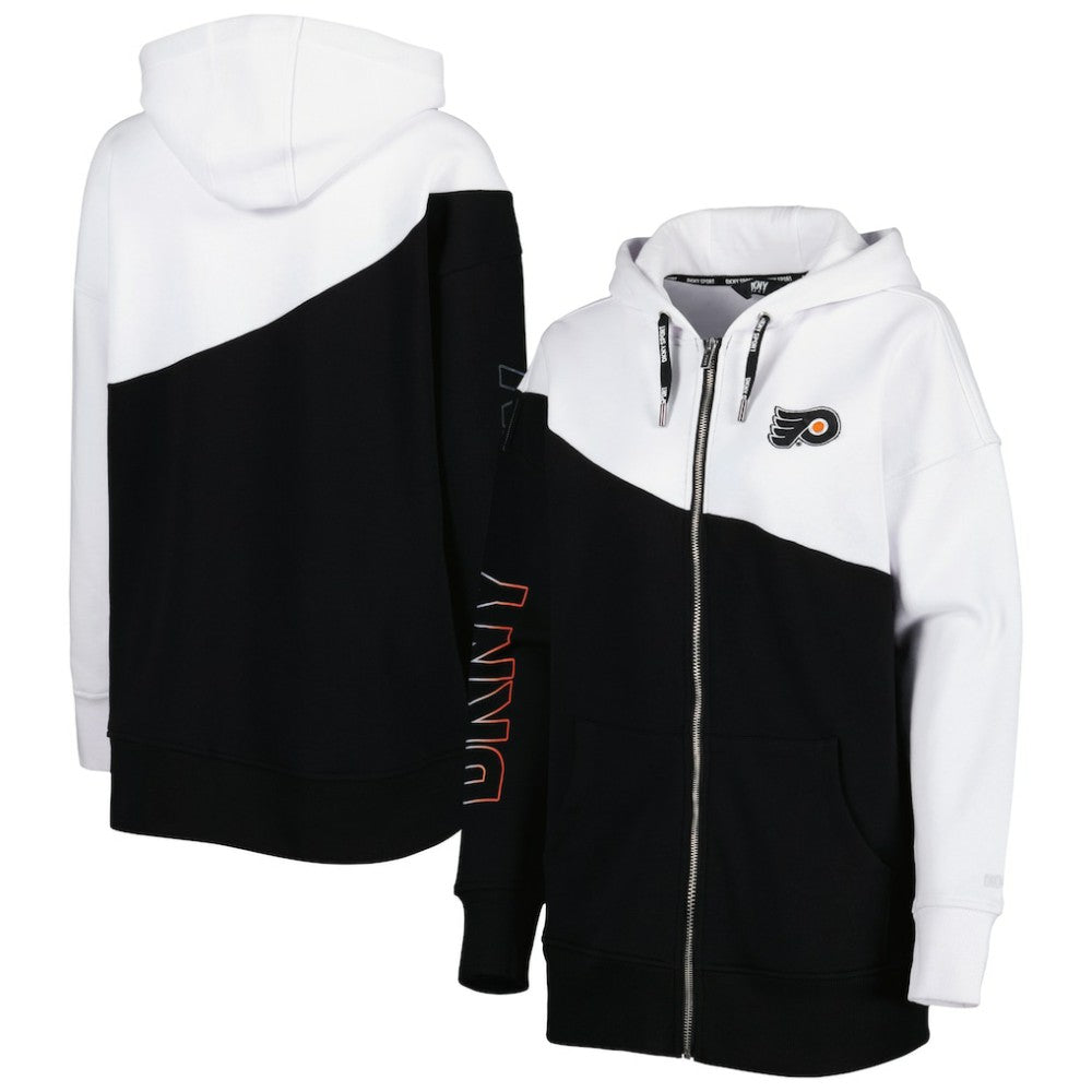 Philadelphia Flyers DKNY Sport Women's Gina Full-Zip Hoodie - Black/White Hoodies