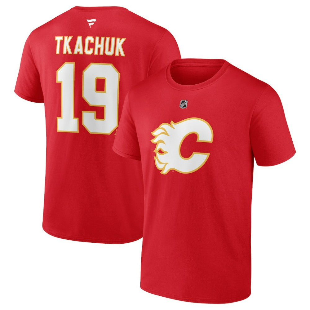 Matthew Tkachuk Calgary Flames Fanatics Authentic Stack Name & Number T-Shirt - Red T-shirts