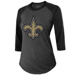 Tyrann Mathieu New Orleans Saints Majestic Threads Women's Name & Number Raglan 3/4 Sleeve T-Shirt - Black outlet