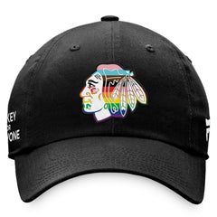 Chicago Blackhawks Fanatics Team Logo Pride Adjustable Hat - Black Hats