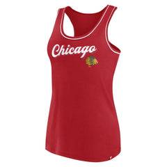 Chicago Blackhawks Fanatics Women's Wordmark Logo Racerback Scoop Neck Tank Top - Red Tank Top