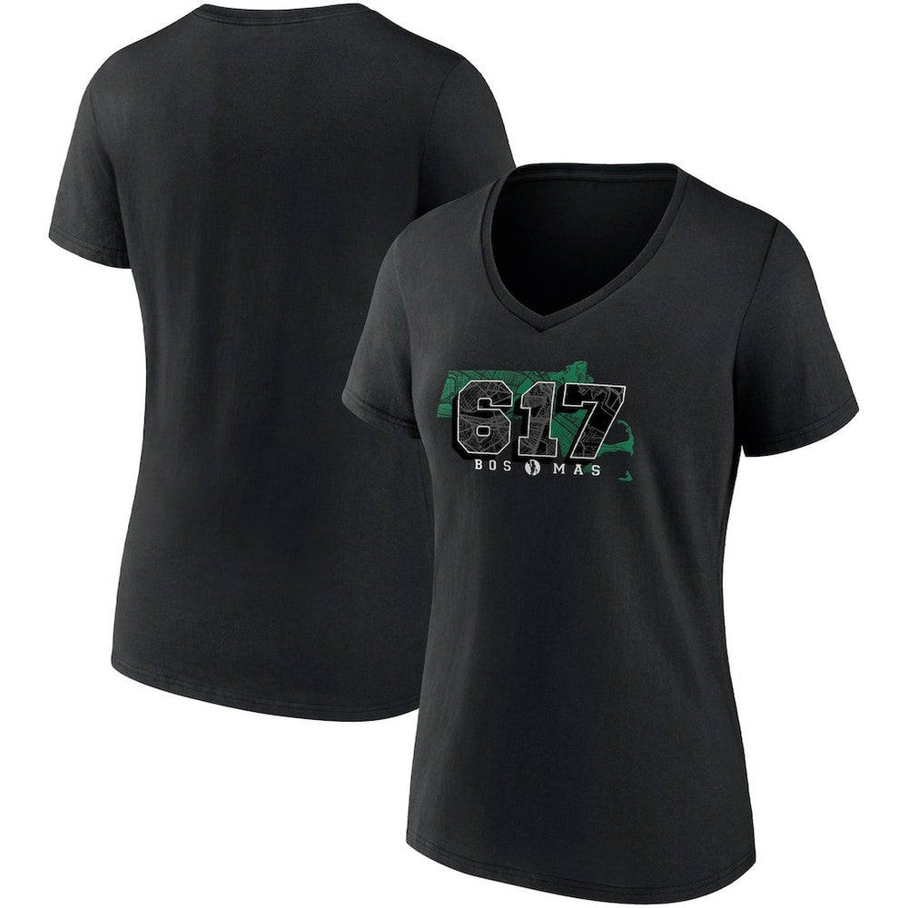 Boston Celtics Women's Hometown Collection 617 V-Neck T-Shirt - Black online