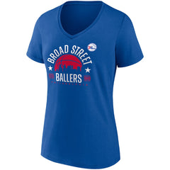 Philadelphia 76ers Women's Hometown Collection Broad Street Ballers V-Neck T-Shirt - Royal for sale