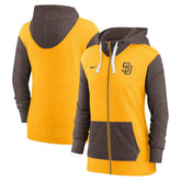 San Diego Padres Women's Full-Zip Hoodie Gold