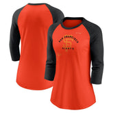 San Francisco Giants Women's Next Up Tri-Blend Raglan 3/4-Sleeve T-Shirt Orange/Black