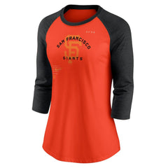 San Francisco Giants Women's Next Up Tri-Blend Raglan 3/4-Sleeve T-Shirt Orange/Black