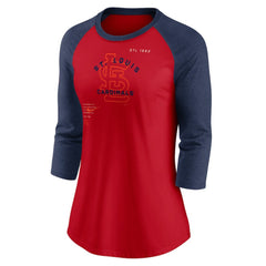 St. Louis Cardinals Women's Next Up Tri-Blend Raglan 3/4-Sleeve T-Shirt Red/Navy