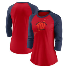 Washington Nationals Women's Next Up Tri-Blend Raglan 3/4-Sleeve T-Shirt Red/Navy