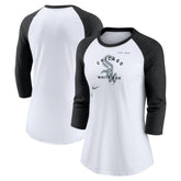 Chicago White Sox Women's Next Up Tri-Blend Raglan 3/4-Sleeve T-Shirt White/Black
