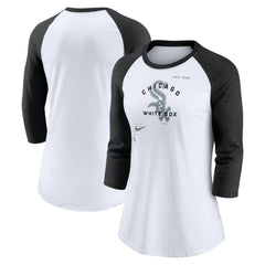 Chicago White Sox Women's Next Up Tri-Blend Raglan 3/4-Sleeve T-Shirt White/Black