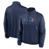 San Diego Padres Women's Rewind Splice Half-Zip Semi-Cropped Bubble Hem Sweatshirt Navy