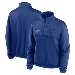 St. Louis Cardinals Women's Rewind Splice Half-Zip Semi-Cropped Bubble Hem Sweatshirt Royal