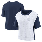 Detroit Tigers Women's Line Up High Hip Fashion T-Shirt Navy/White