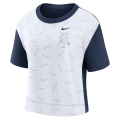 Detroit Tigers Women's Line Up High Hip Fashion T-Shirt Navy/White