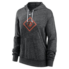Baltimore Orioles Women's Diamond Icon Gym Vintage Lightweight Hooded Top Black