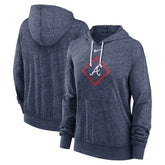 Atlanta Braves Women's Diamond Icon Gym Vintage Lightweight Hooded Top Navy