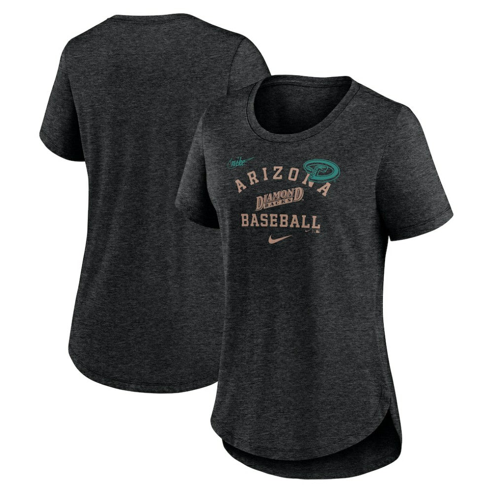Arizona Diamondbacks Women's Rewind Arch Mix Tri-Blend T-Shirt Heather Black