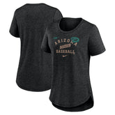 Arizona Diamondbacks Women's Rewind Arch Mix Tri-Blend T-Shirt Heather Black