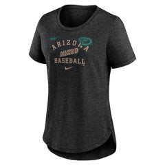 Arizona Diamondbacks Women's Rewind Arch Mix Tri-Blend T-Shirt Heather Black