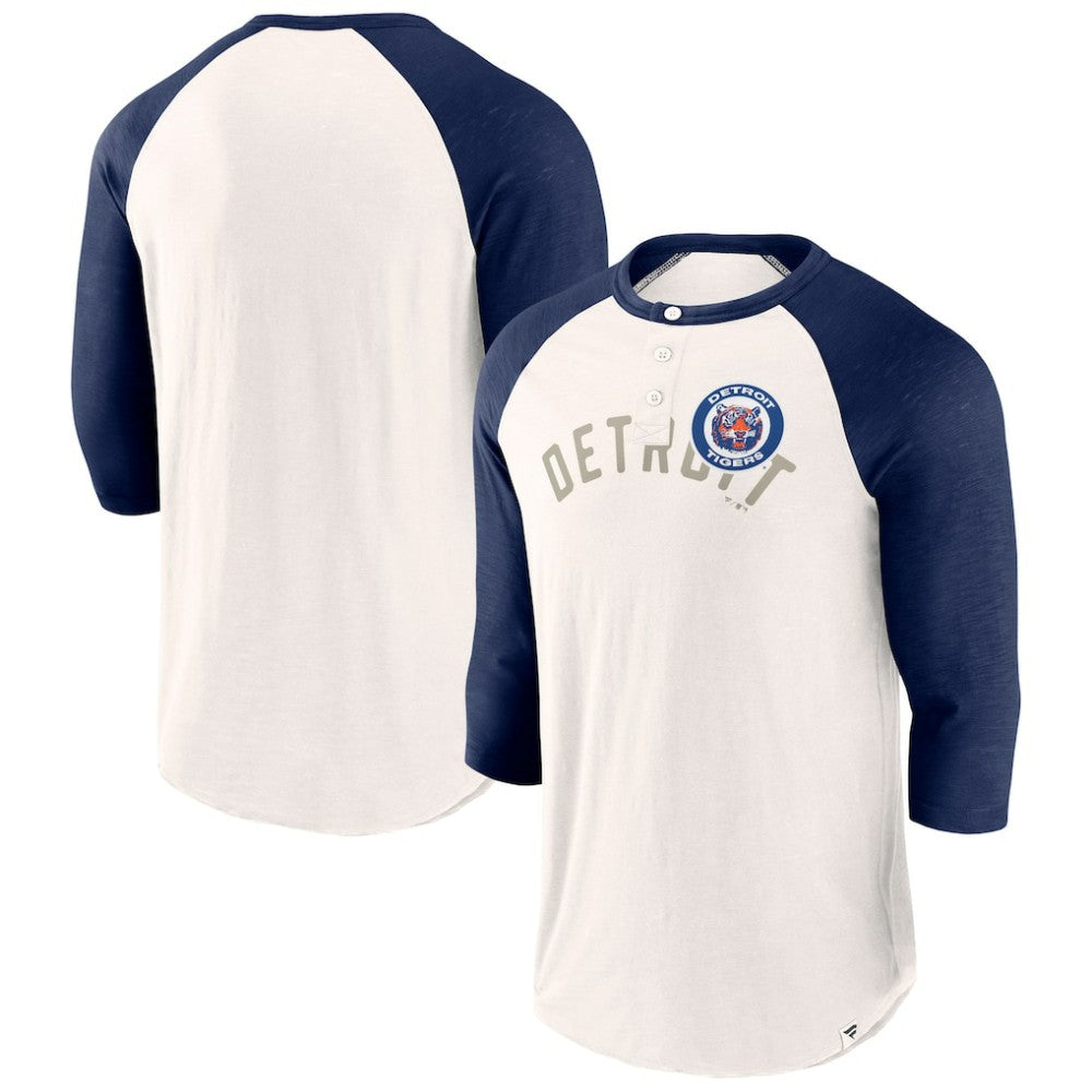 Detroit Tigers Backdoor Slider Raglan 3/4-Sleeve T-Shirt White/Navy