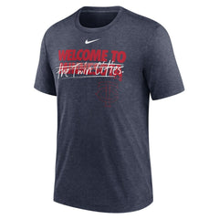 Minnesota Twins Home Spin Tri-Blend T-Shirt Heather Navy