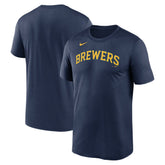Milwaukee Brewers New Legend Wordmark Dri-FIT T-Shirt Navy