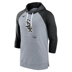 Chicago White Sox Baseball Raglan 3/4-Sleeve Pullover Hoodie Heather Gray/Heather Black