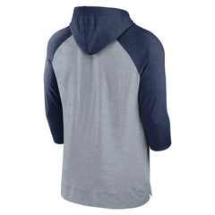 Minnesota Twins Baseball Raglan 3/4-Sleeve Pullover Hoodie Heather Gray/Heather Navy
