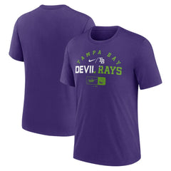 Tampa Bay Rays Rewind Review Slash Tri-Blend T-Shirt Heather Purple