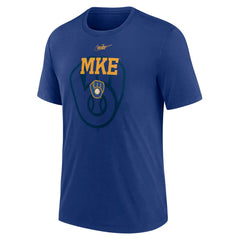 Milwaukee Brewers Rewind Retro Tri-Blend T-Shirt Royal