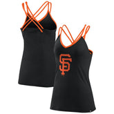 San Francisco Giants Women's Barrel It Up Cross Back V-Neck Tank Top Black