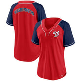 Washington Nationals Women's Ultimate Style Raglan V-Neck T-Shirt Red