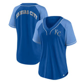 Kansas City Royals Women's Ultimate Style Raglan V-Neck T-Shirt Royal