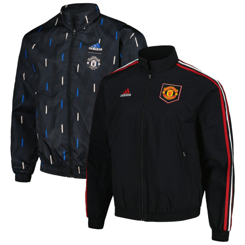 Manchester United 2022/23 On-Field Team Logo Anthem Reversible Full-Zip Jacket - Black shop