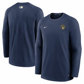Milwaukee Brewers Authentic Collection Logo Performance Long Sleeve T-Shirt Navy