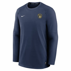 Milwaukee Brewers Authentic Collection Logo Performance Long Sleeve T-Shirt Navy