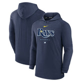 Tampa Bay Rays Authentic Collection Lightweight Dri-FIT Hooded Pullover Heather Navy