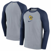 Milwaukee Brewers Authentic Collection Game Raglan Performance Long Sleeve T-Shirt Gray
