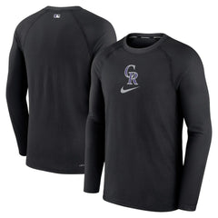 Colorado Rockies Authentic Collection Game Raglan Performance Long Sleeve T-Shirt Black