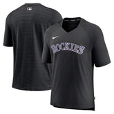 Colorado Rockies Authentic Collection Pregame Raglan Performance V-Neck T-Shirt Black