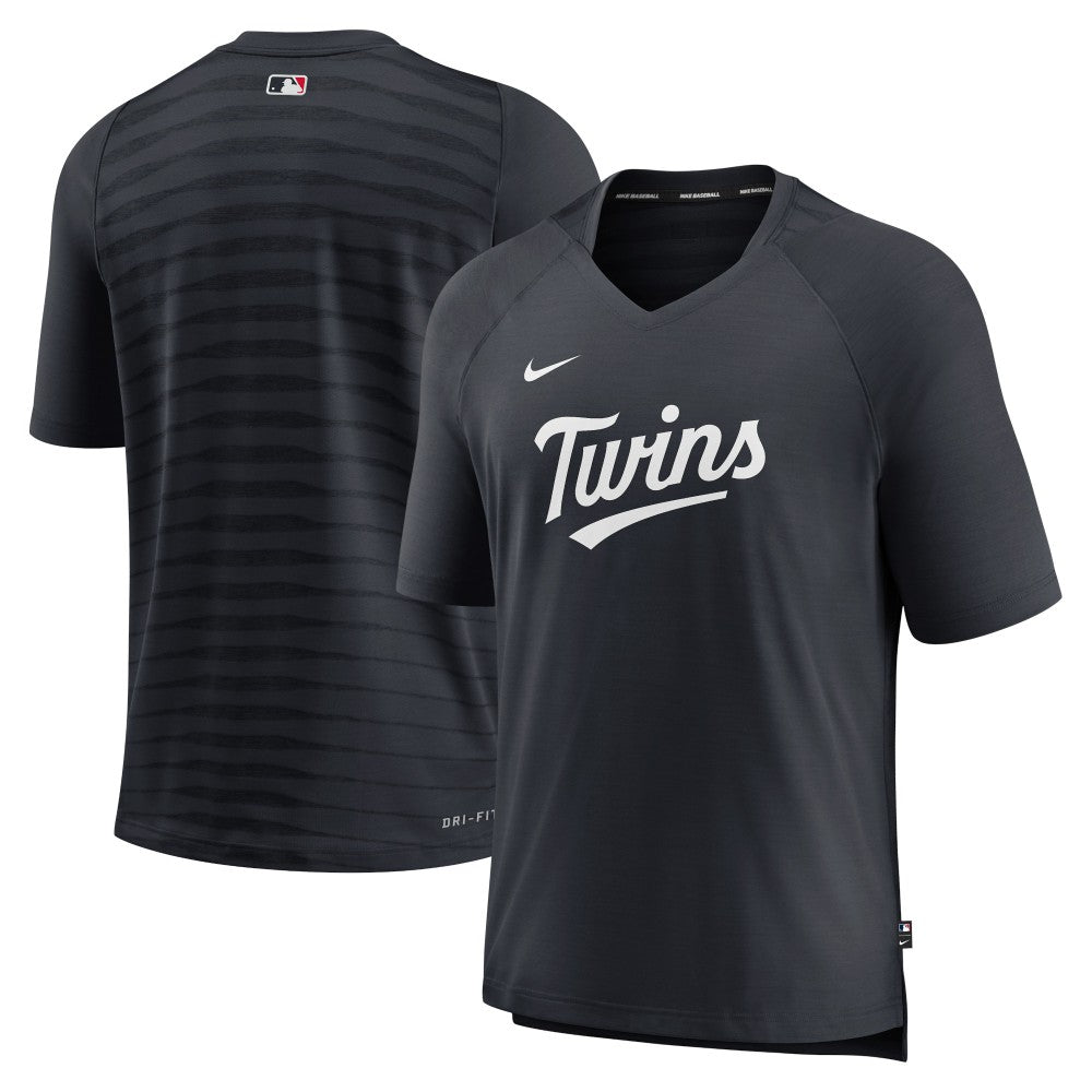 Minnesota Twins Authentic Collection Pregame Raglan Performance V-Neck T-Shirt Navy