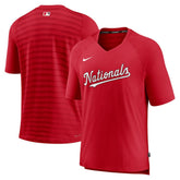 Washington Nationals Authentic Collection Pregame Raglan Performance V-Neck T-Shirt Red