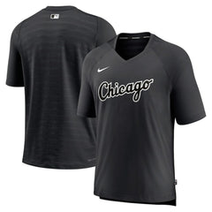 Chicago White Sox Authentic Collection Pregame Raglan Performance V-Neck T-Shirt Black