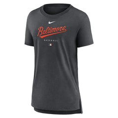 Baltimore Orioles Women's Authentic Collection Early Work Tri-Blend T-Shirt Heather Charcoal