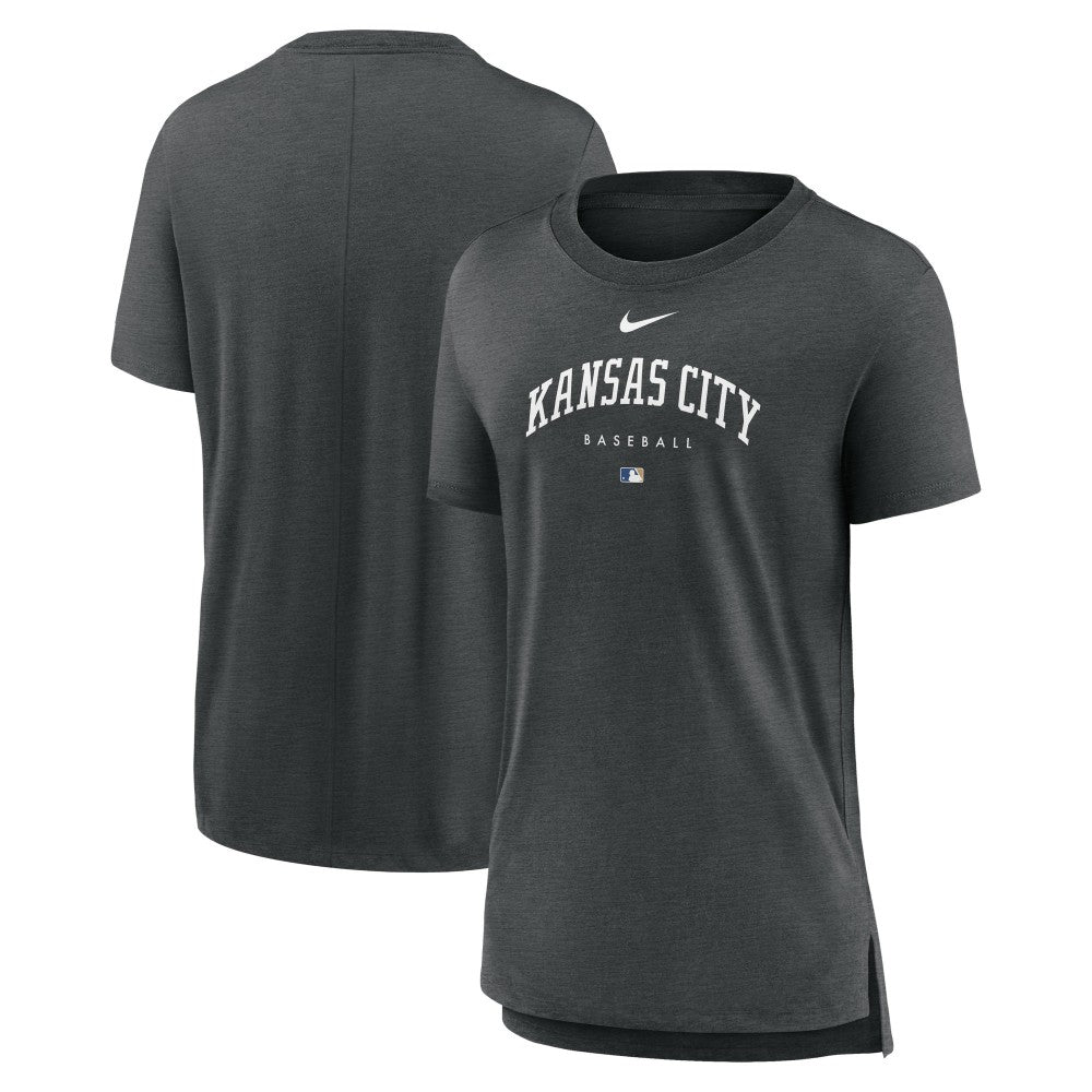 Kansas City Royals Women's Authentic Collection Early Work Tri-Blend T-Shirt Heather Charcoal